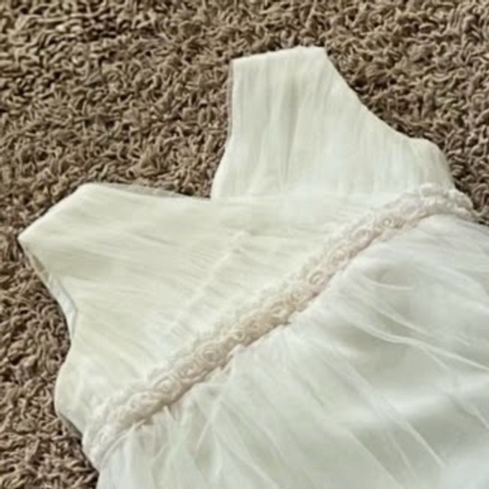 Joanโ Calabrese Mon Cheri Flower Girl Dress White Pink Petal Tulle Size 6